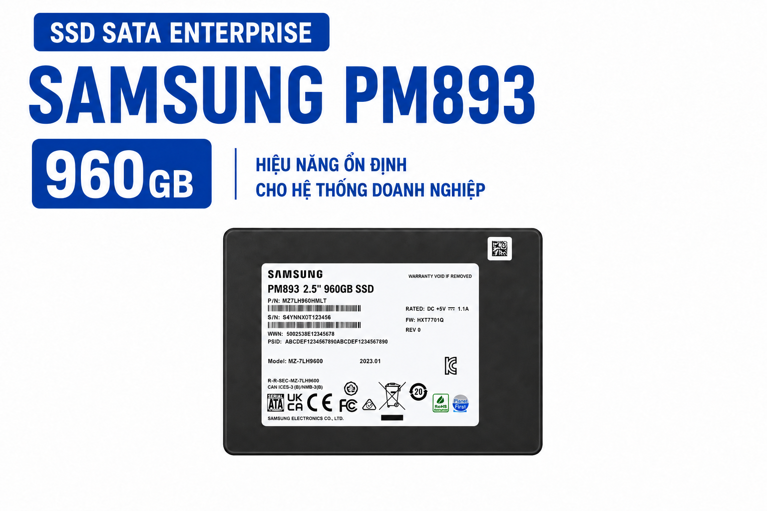 SSD Sata Enterprise Samsung PM893 960Gb